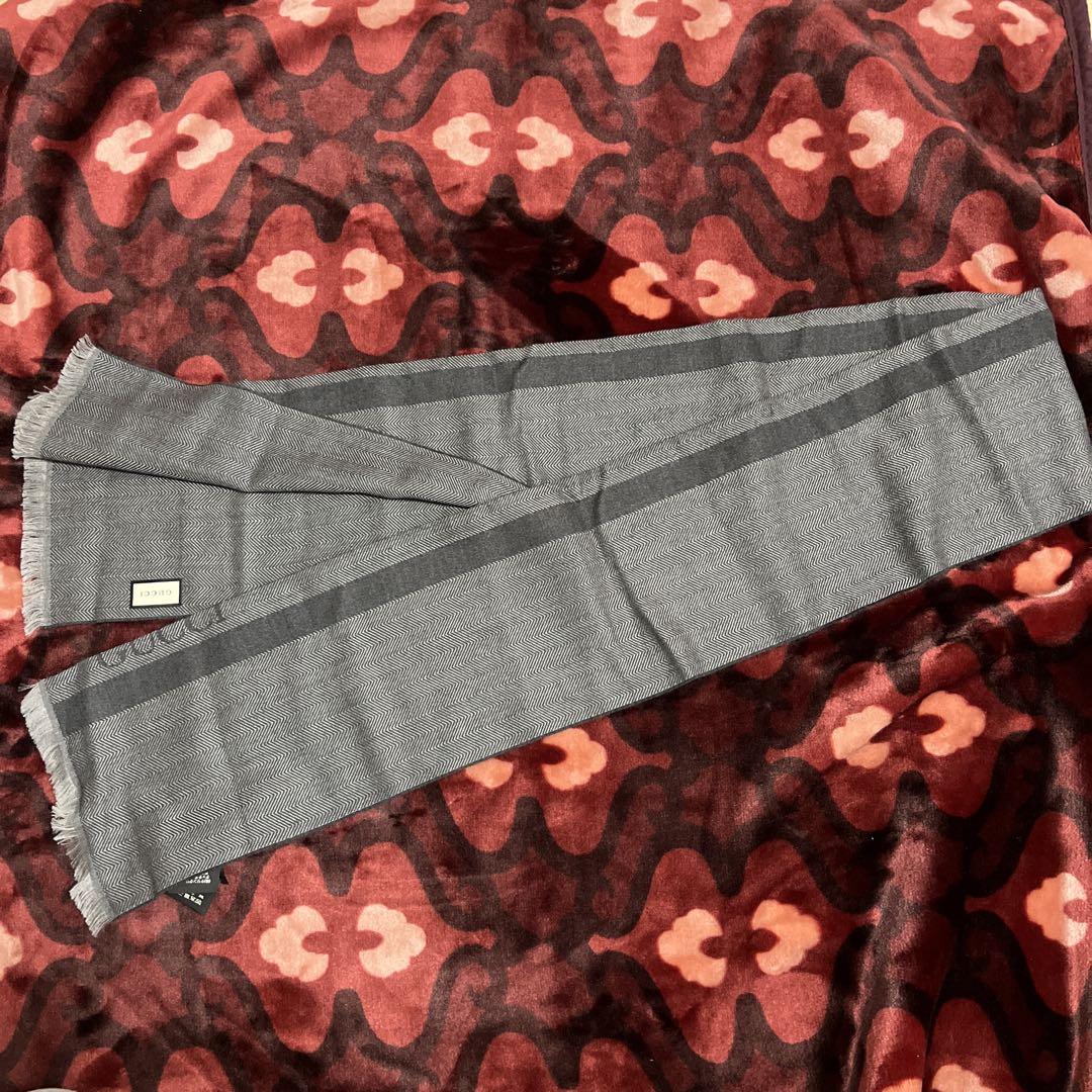 GUCCI ヘリンボーンマフラー グレー