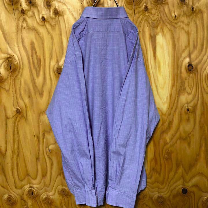 USA古着 90s スカイブルー チェック ポロ ラルフローレン 長袖 シャツ