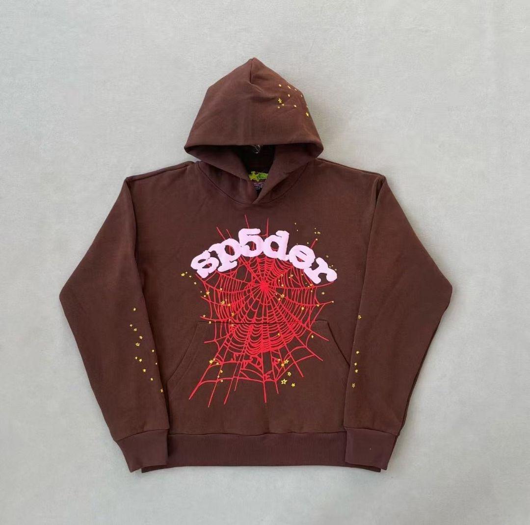 sp5der ブラウン スパイダーウェブ パーカー