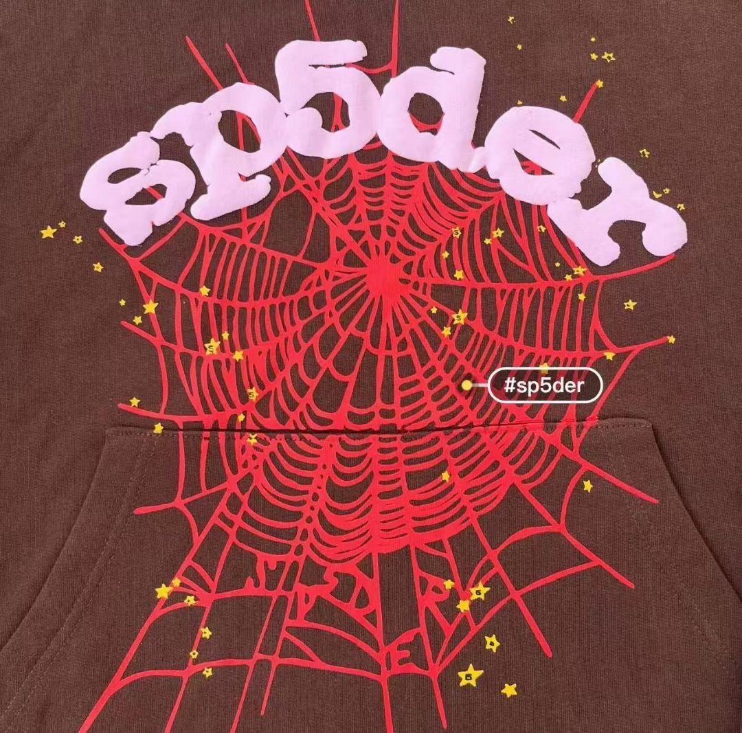 sp5der ブラウン スパイダーウェブ パーカー - メルカリ