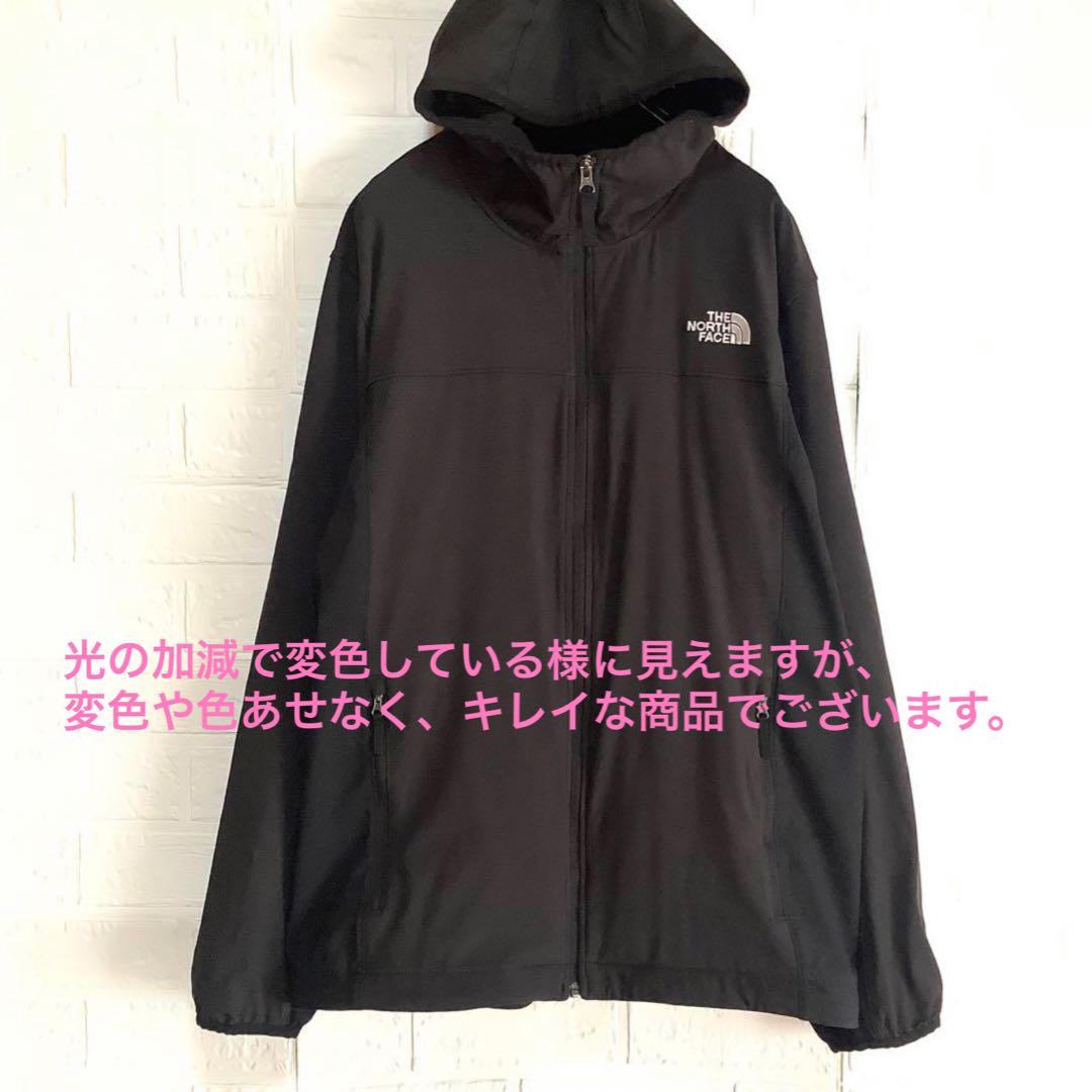 美品ノースフェイス フルジップ パーカー ジャケット 裏フリース グレー 黒XL