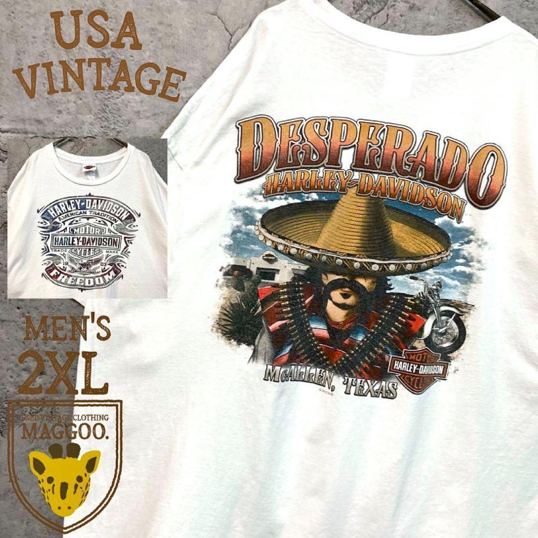 ☆USA製古着☆【ハーレーダビッドソン 半袖 白ホワイト Tシャツ】メンズ2XL