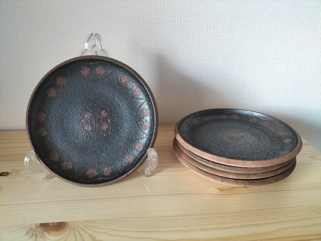 作家物 中皿 約23センチ 5枚 陶器皿やや傷や汚れあり