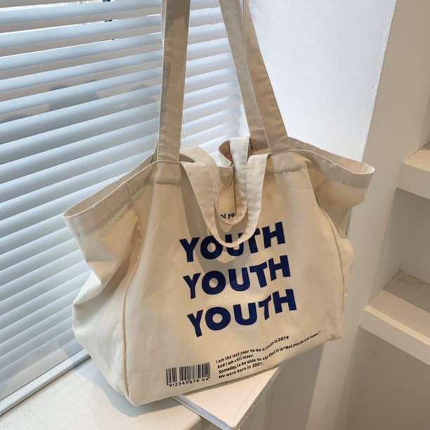 半額以下で買えるクーポン特集 youth 韓国ファッション マチあり トートバッグ ロゴ 英字 バッグ