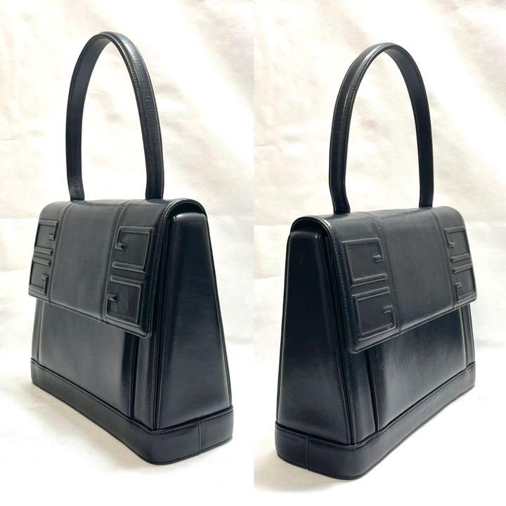 GIVENCHY ジバンシー ロゴ リザード型押しフォーマルバッグ ブラック