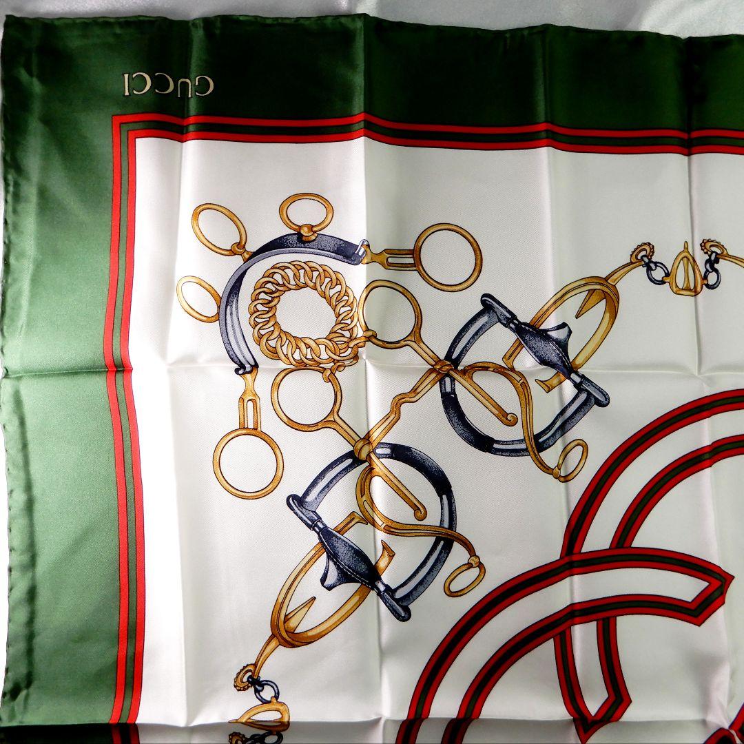 新品未使用！GUCCI　スカーフ　GG　シルク　グリーン