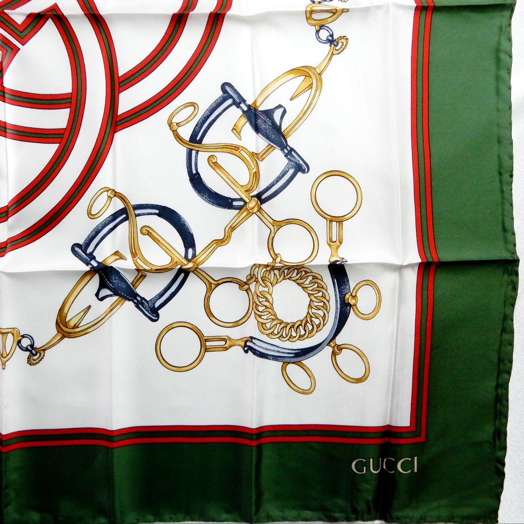 新品未使用！GUCCI　スカーフ　GG　シルク　グリーン