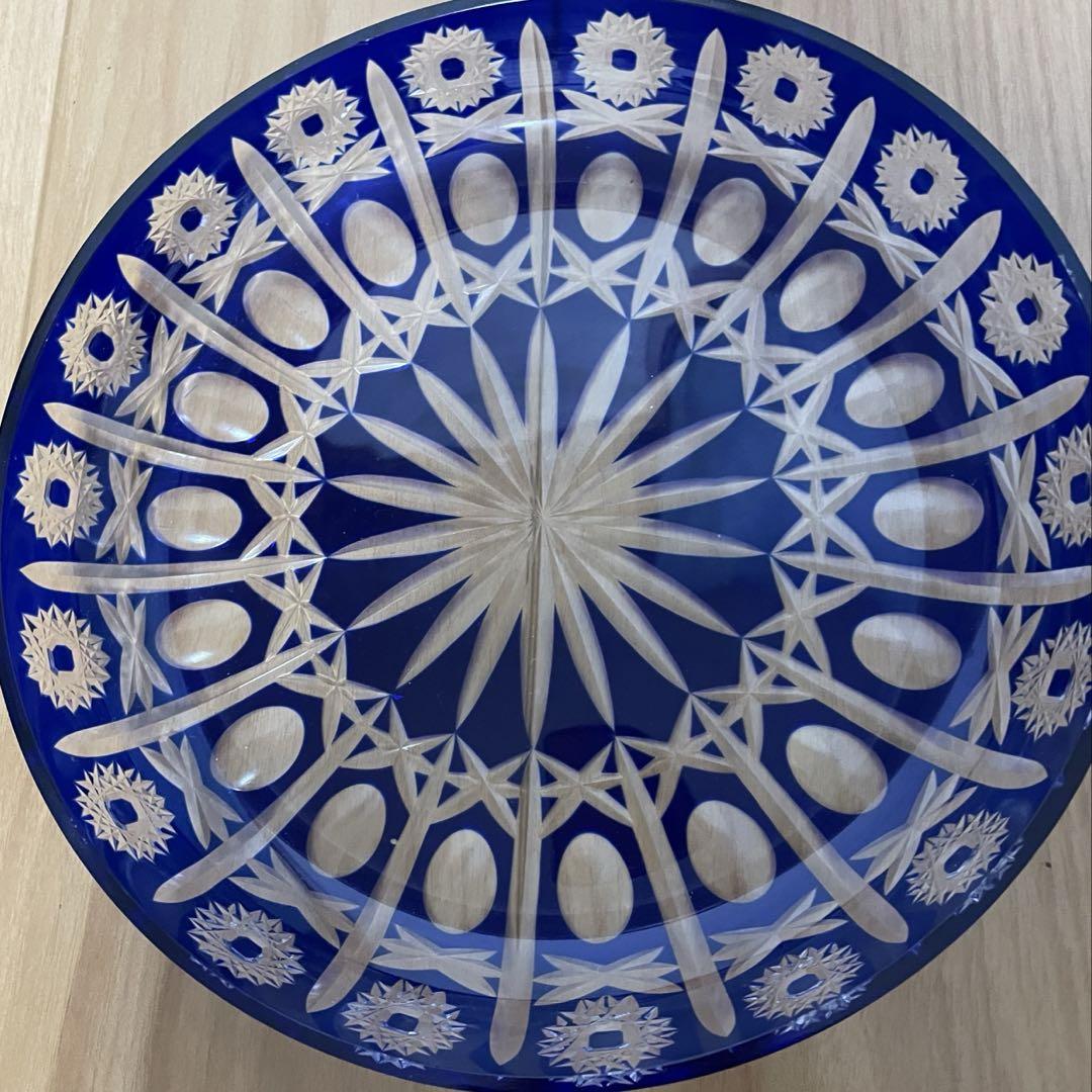 美品江戸切子ガラス大皿