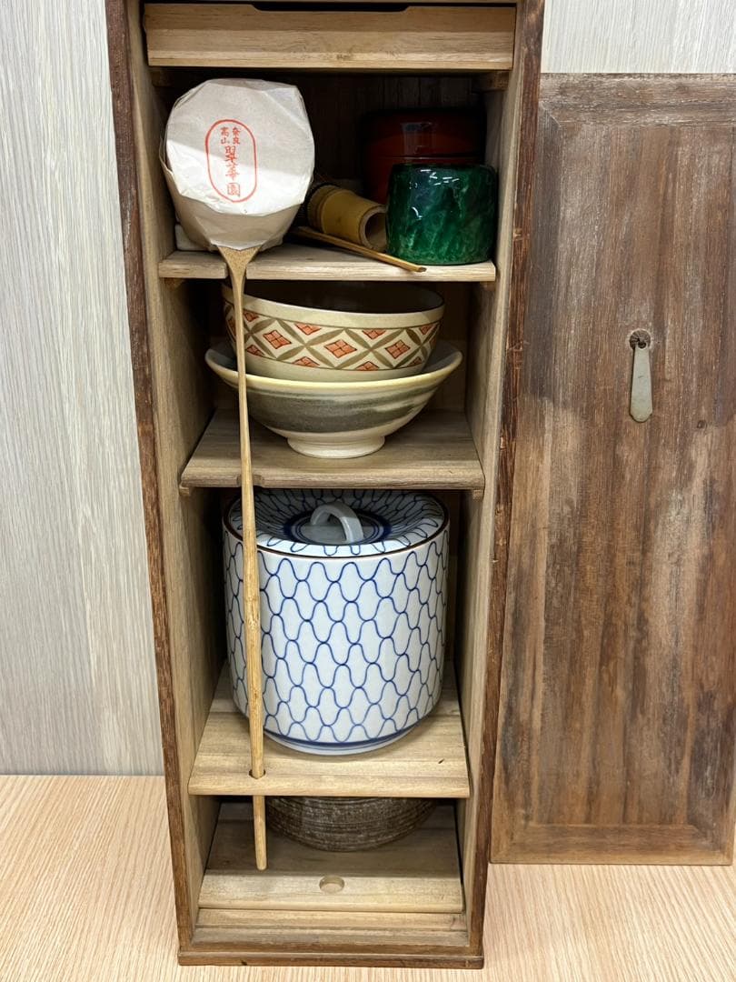 ☆ 茶道・お点前セット 木製収納ボックス付き 昭和レトロ 茶道具 お茶