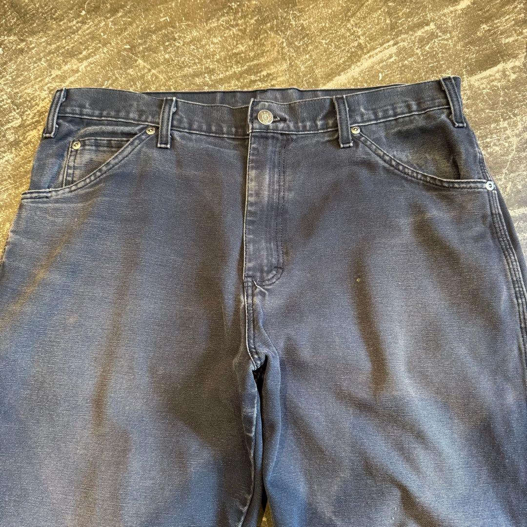 ダークブルー ストレート ワークパンツ