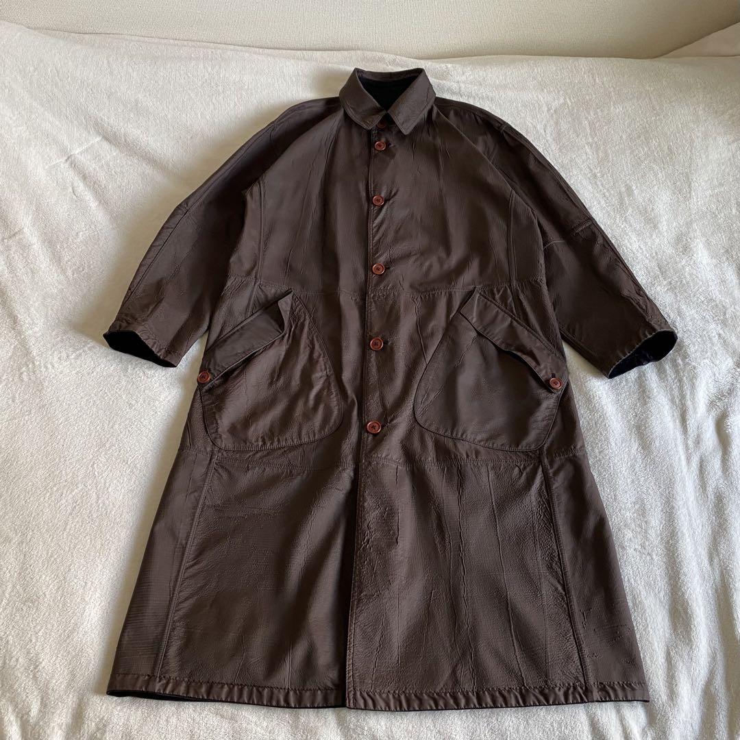 90s gianfranco ferre リバーシブル  ロングレザーコート