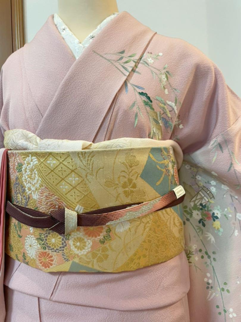 ☆美品★グレイッシュピンク秋草文様訪問着 正絹 袷 ☆美品★グレイッシュピンク秋草文様訪問着 正絹 袷