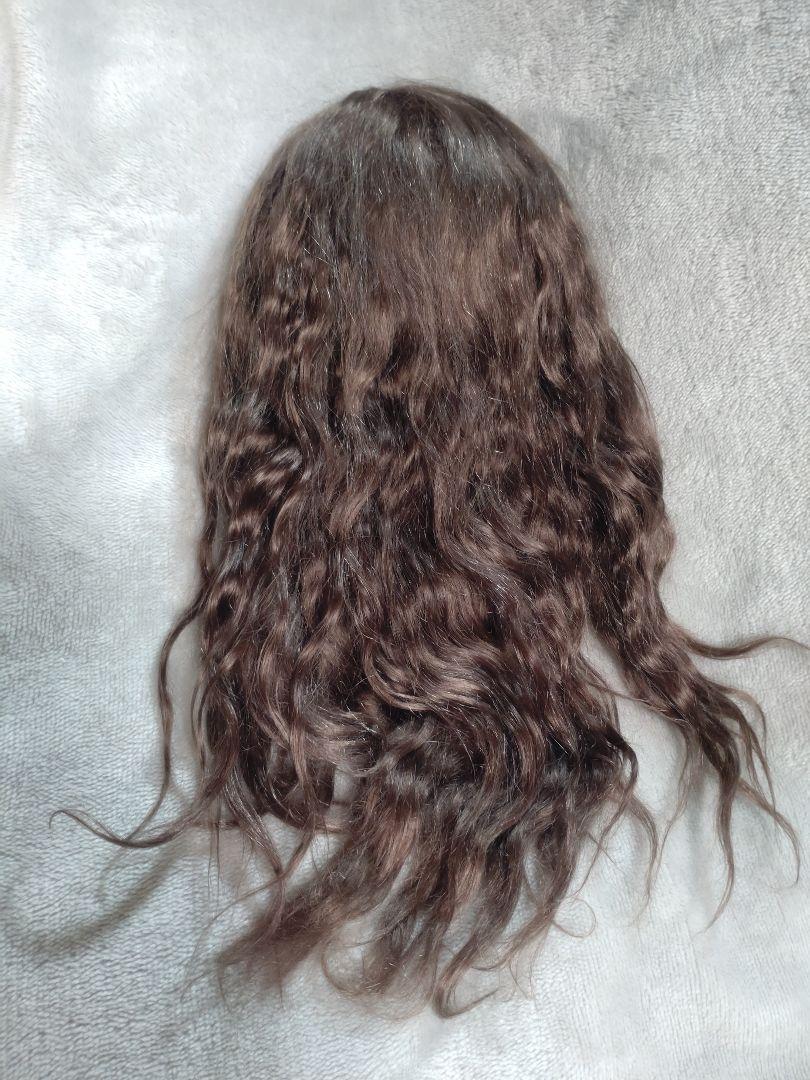 【難あり】ネオブライスサイズ　モヘアウィッグ　ダークブラウン　センターパートカスタムドール