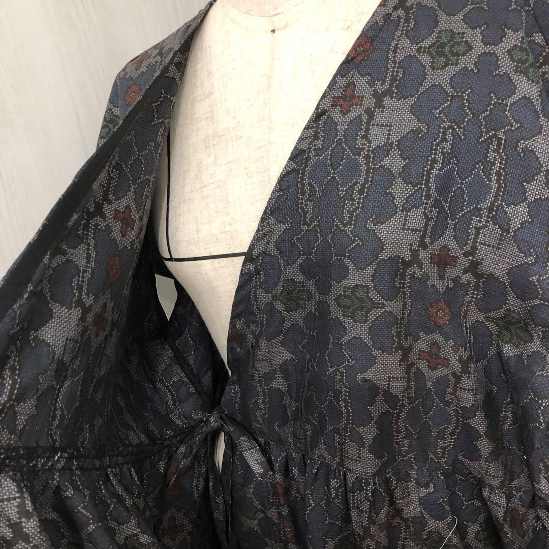訳あり! 着物リメイク 大島紬 カシュクールワンピース ハンドメイド 訳あり! 着物リメイク 大島紬 カシュクールワンピース ハンドメイド