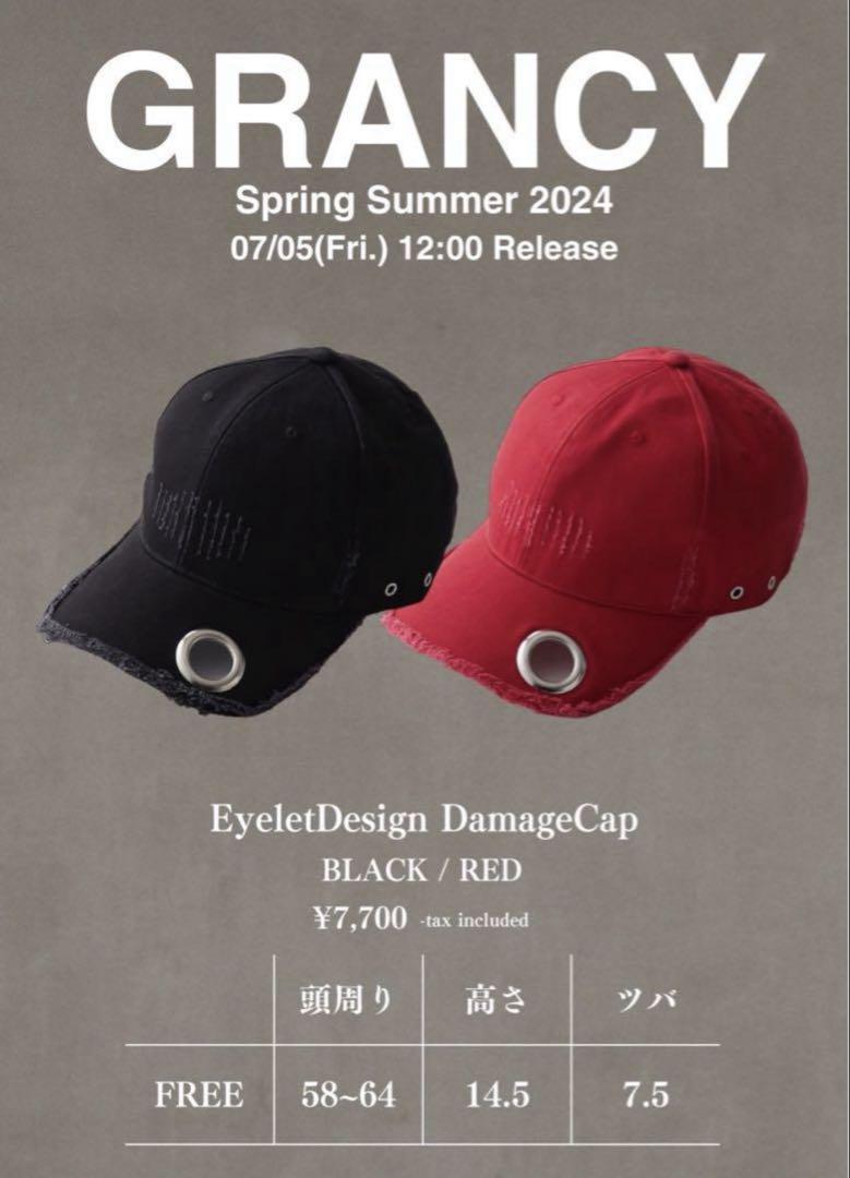 GRANCY EyeletDesign DamageCap ブラック