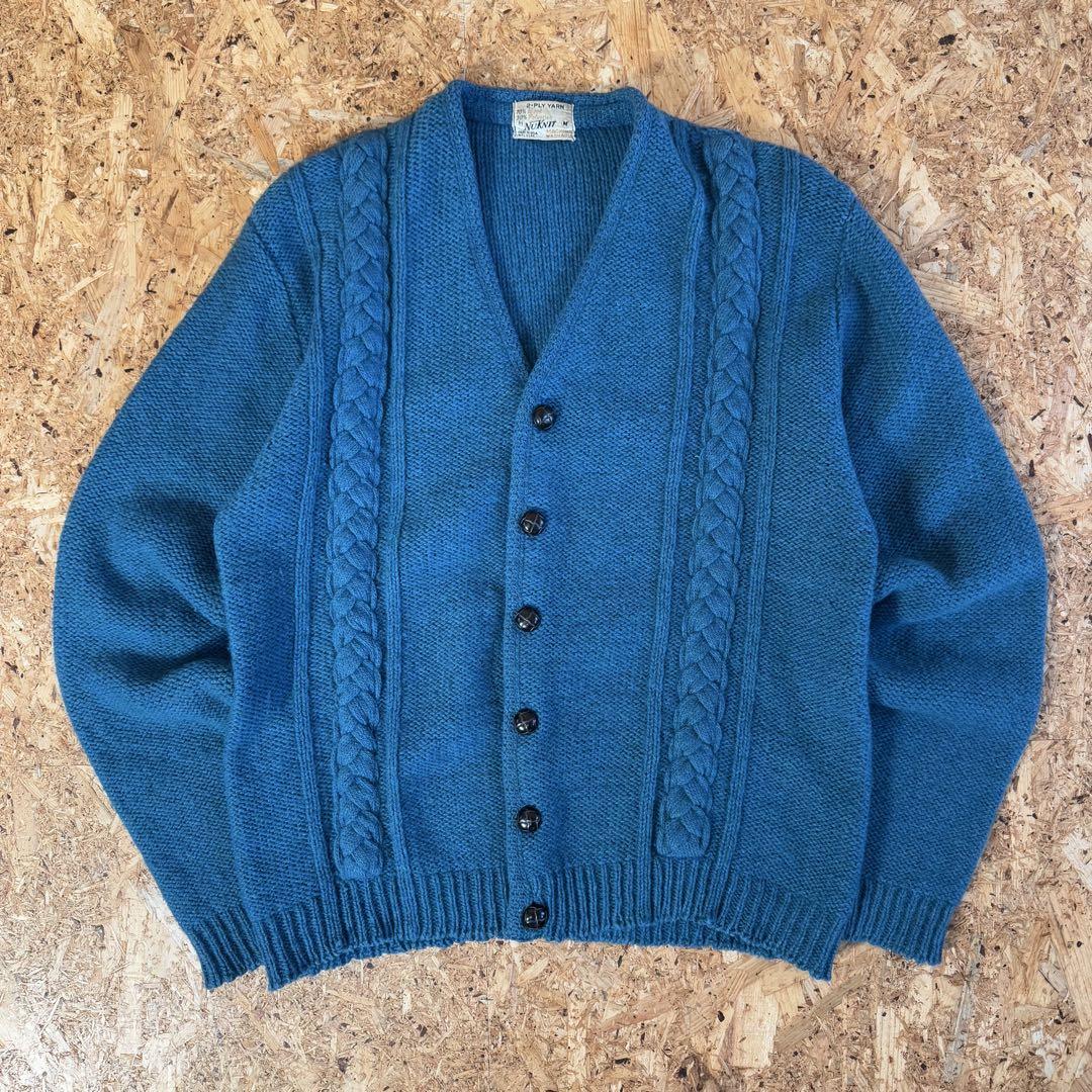 トップス 60s NUKNIT vintage wool knit cardigan M