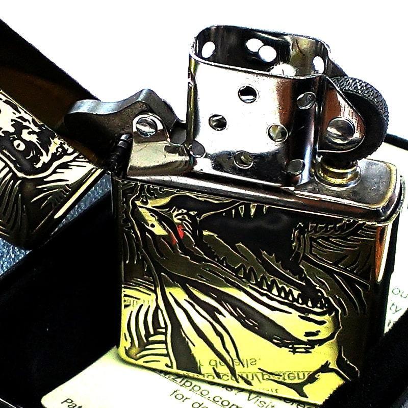 ZIPPO ライター かっこいい 恐竜 ジッポ シルバー ティラノサウルス 銀燻し 両面加工 おしゃれ 彫刻 メンズ ギフト