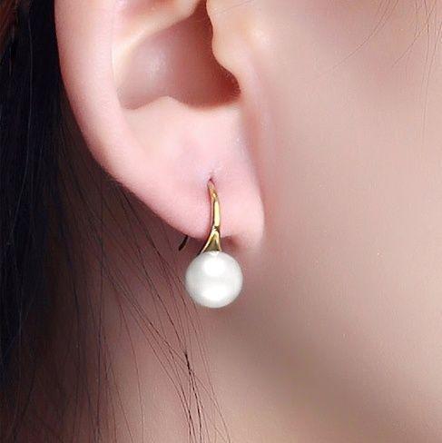 011b【上質】パール　フックピアス　淡水真珠　一粒　8mm　S925　ゴールド 011b【上質】パール フックピアス 淡水真珠 一粒 8mm S925