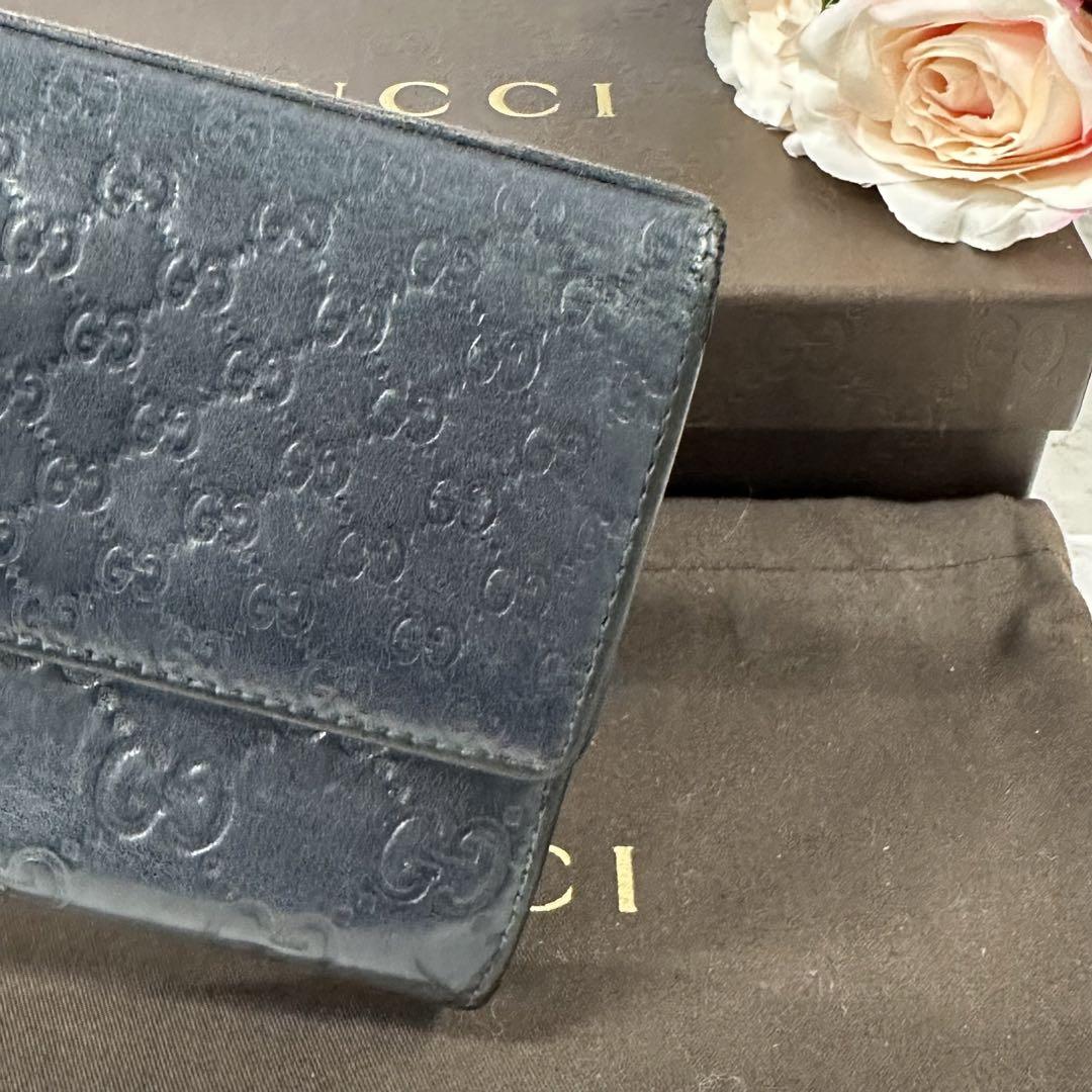 超良品‼️ グッチ　GUCCI 財布　長財布　シマレザー　GGチャーム