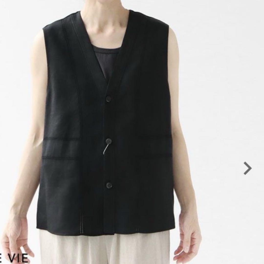 GALERIE VIE リブコンビフレンチリネン Vネックジレ 新品未使用