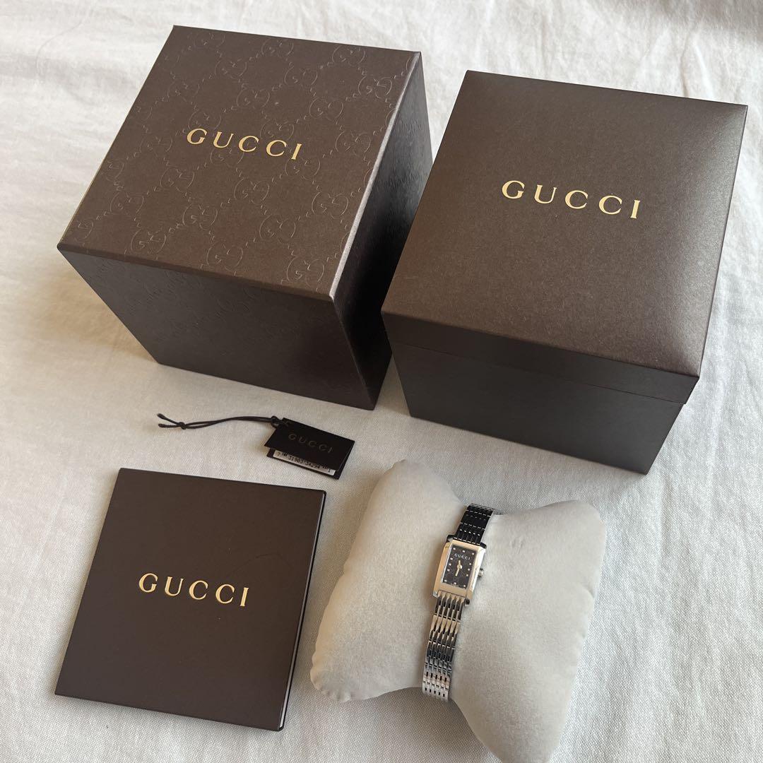 GUCCI Gメトロ レクタンブル 8600Lクオーツ 腕時計 ブラック文字盤