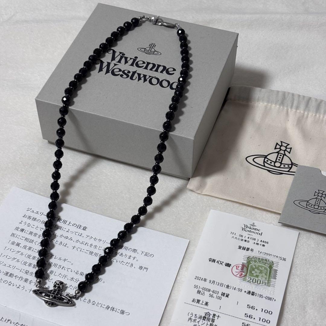 Vivienne☆Man Messaline ネックレス Man. Messaline Choker in OXIDISED-SILVER-BLACK-DIAMOND