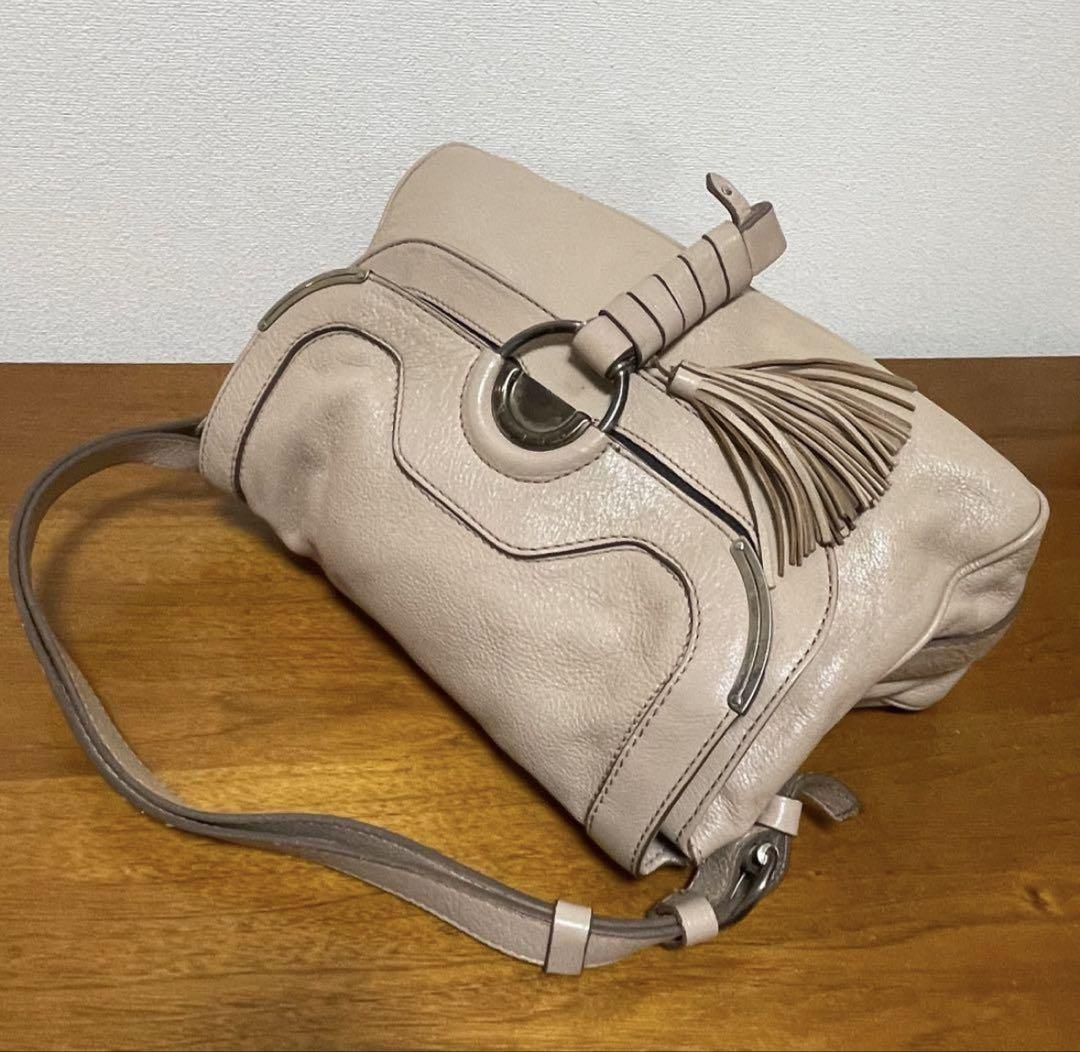CELINE ベージュ フリンジ付きハンドバッグ