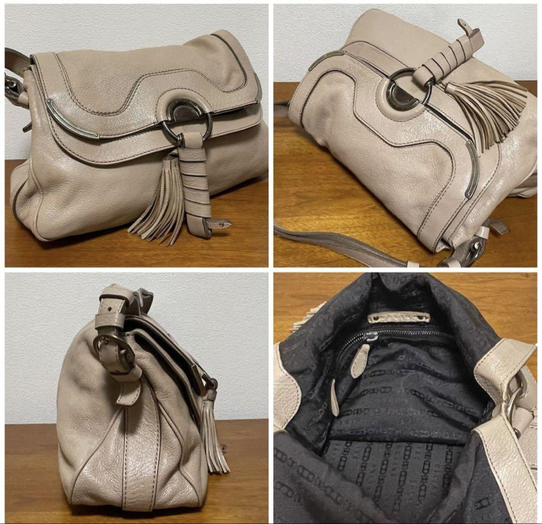 CELINE ベージュ フリンジ付きハンドバッグ