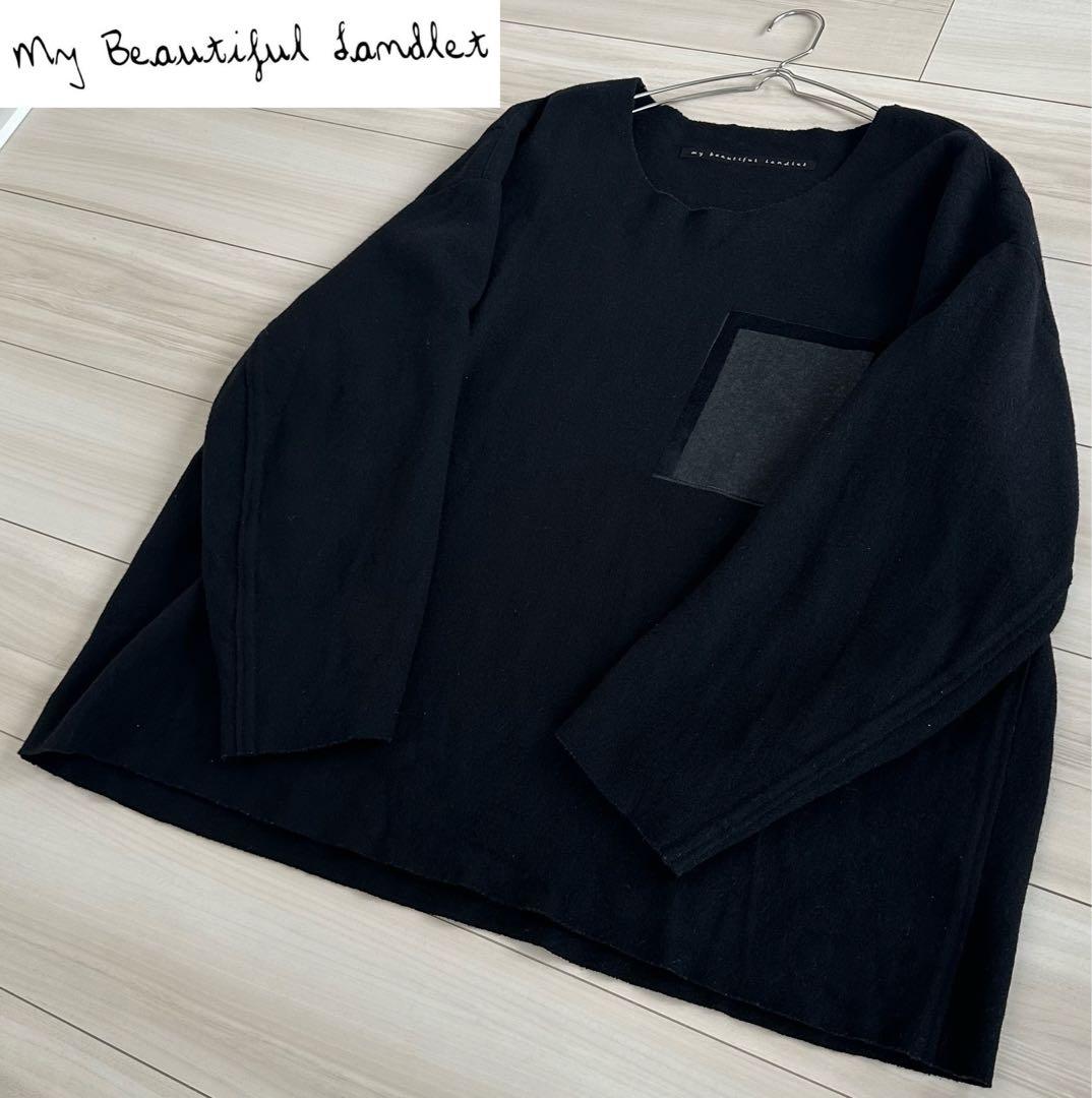 マイビューティフルランドレッド カシミヤ 毛 トップス 黒 オーバーニット