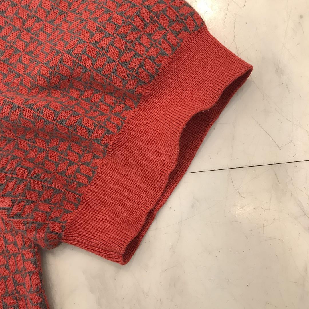 ☆美品☆HERMES　エルメス　半袖　カットソー　トップス　柄　赤　コットン