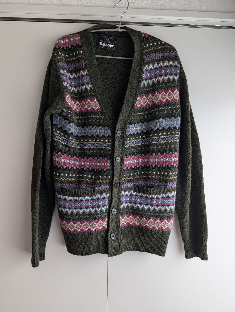 Barbour フェアアイル柄カーディガン M