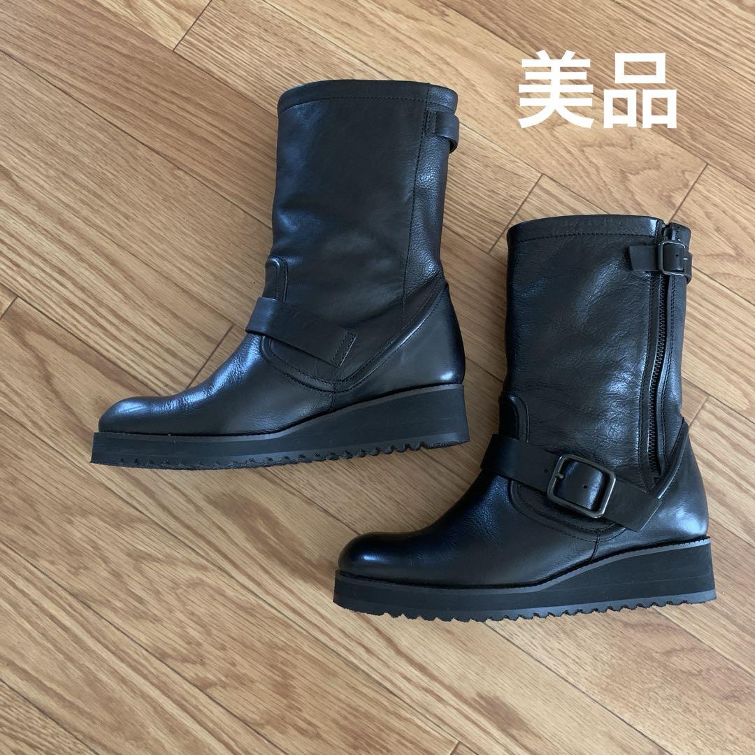 【美品】ラボキゴシワークス　ミドルブーツ　本革　日本製　匿名配送　送料込み