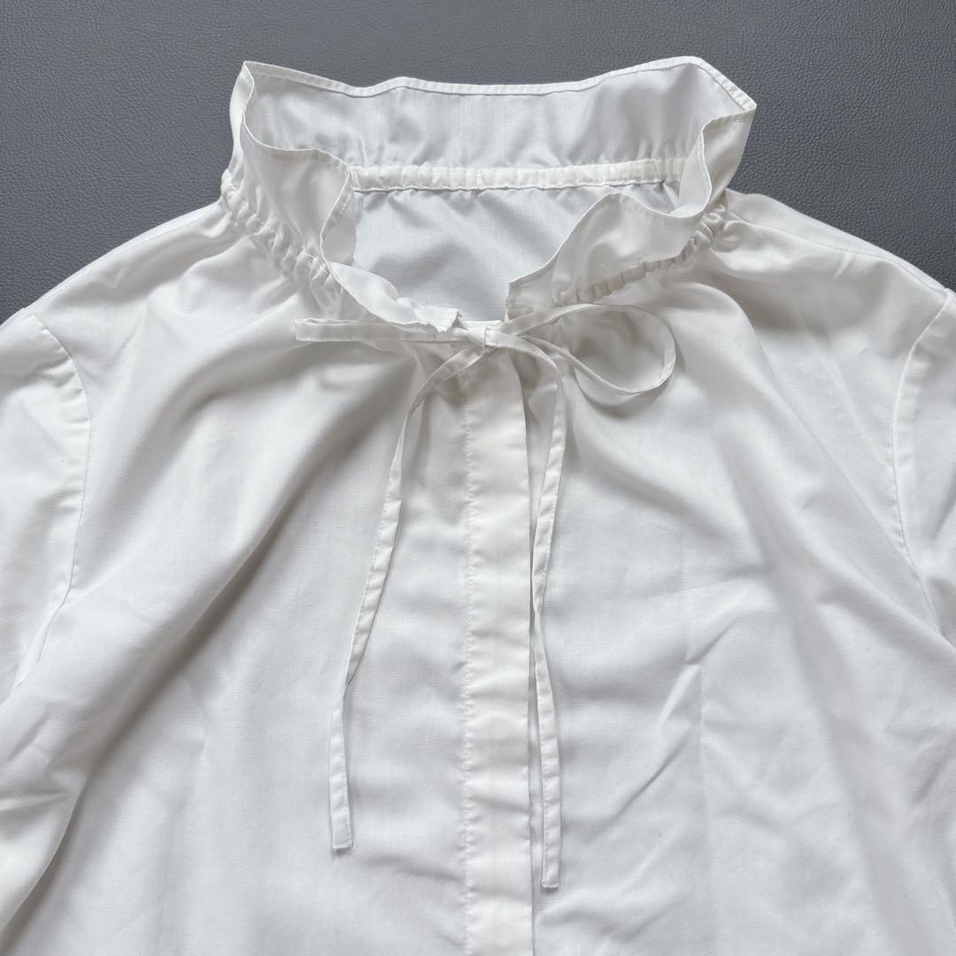 ▪️ 近年 美品 ユナイテッドアローズ フリルカラー リボン付ブラウス ホワイト