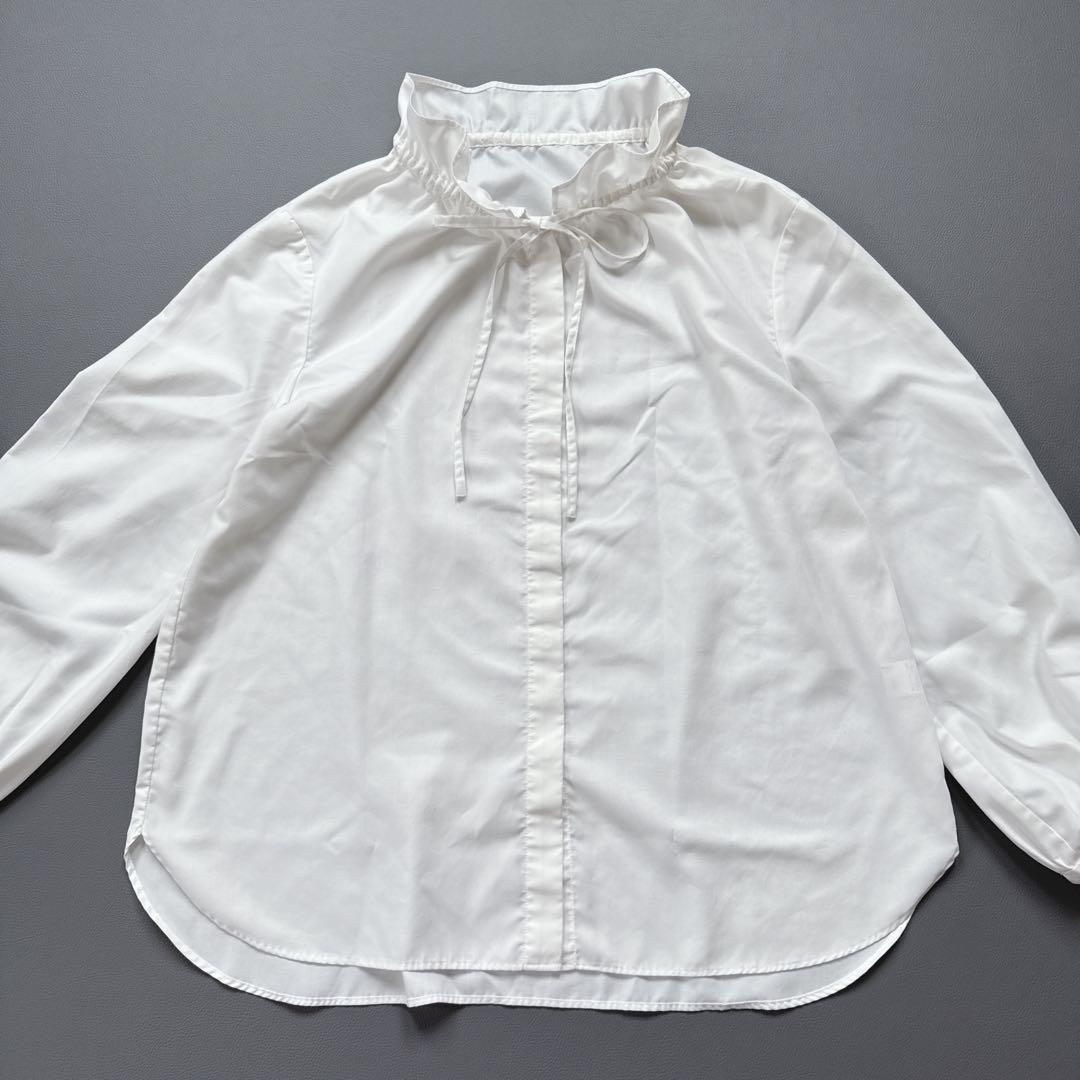 ▪️ 近年 美品 ユナイテッドアローズ フリルカラー リボン付ブラウス ホワイト