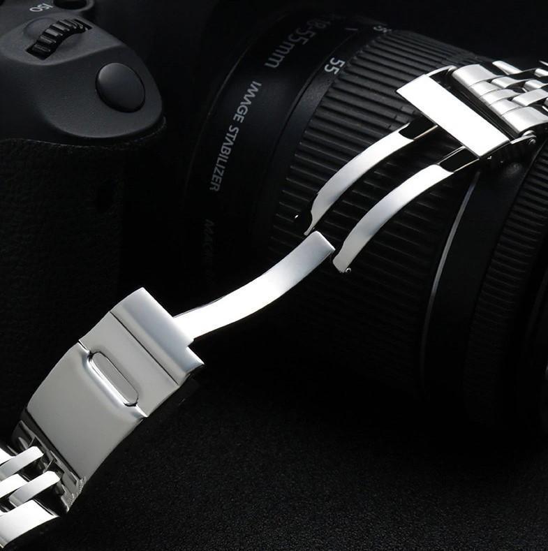 22mm ステンレスベルト ブライトリング向け 5連ブレス ポリッシュ シルバー