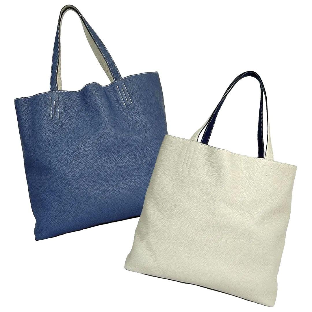 HERMES エルメス ドゥブルセンス 45 リバーシブル レザー トートバッグ