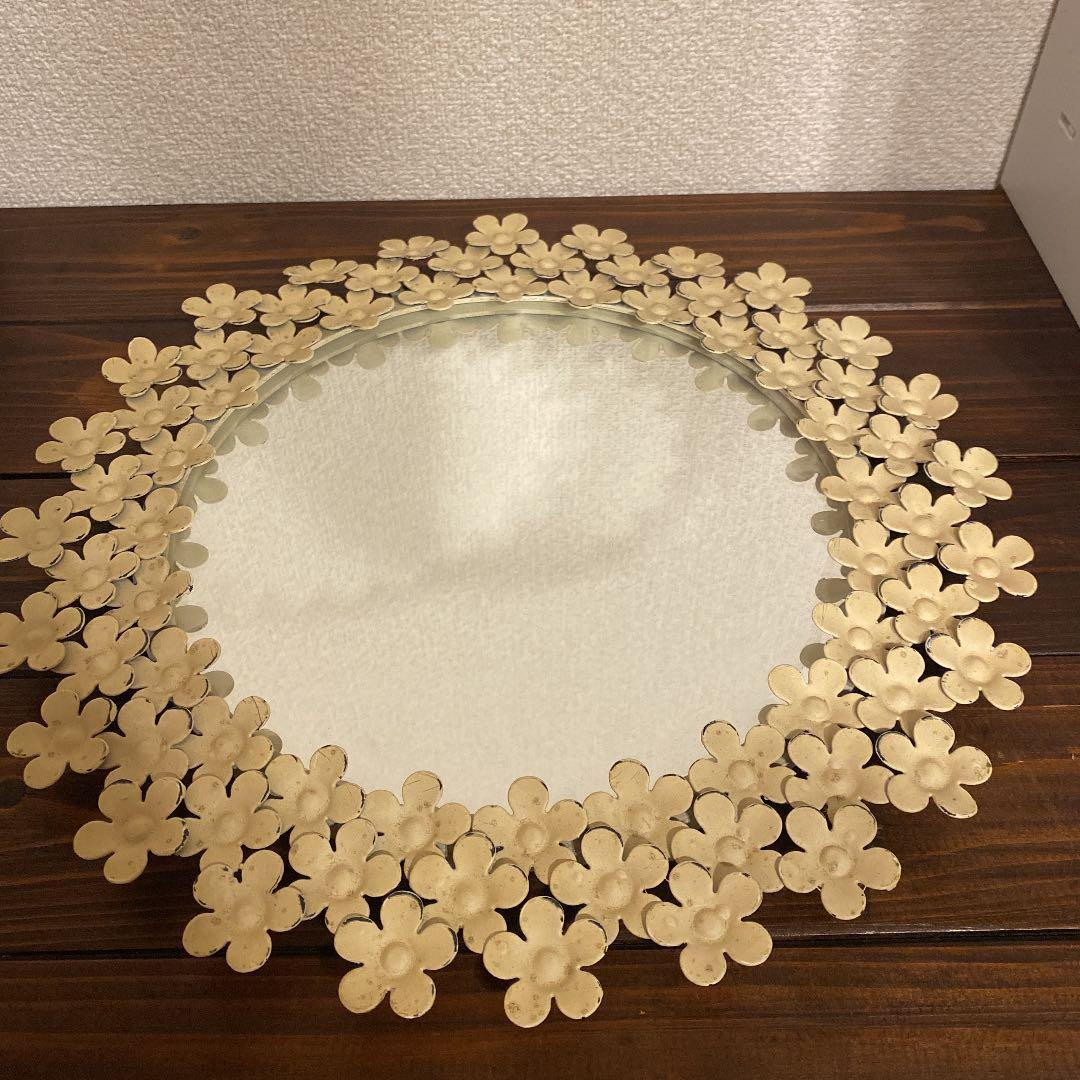 即発送アンティーク風お花ミラーナチュラル北欧雑貨