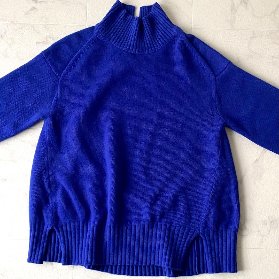 極美品☆シップス  ウールカシミヤタートルネック  ゆったり  青