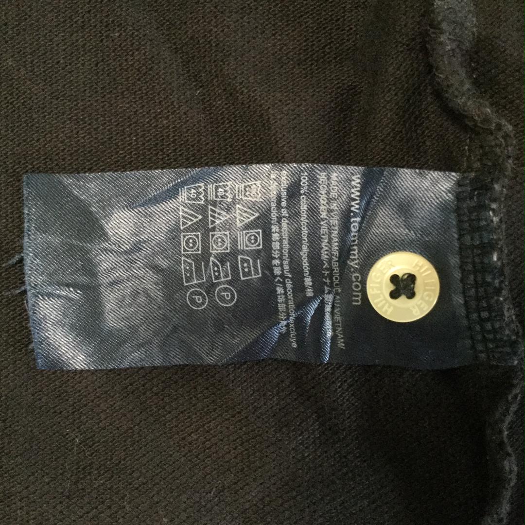 【トミーヒルフィガー 半袖ロゴ刺繍ポロシャツ】美品 2XL相当 黒 古着