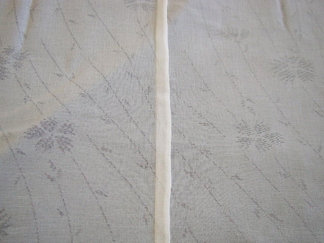 美品 夏物 裄63.3cm テト麻混 白地 長襦袢 半衿付 未使用 Js708