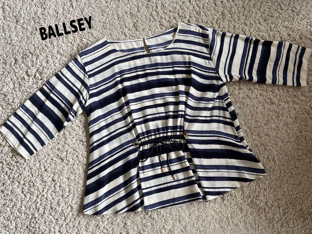 ◆美品◆BALLSEY ボールジィ シルクブラウス ストライプ サイズ38
