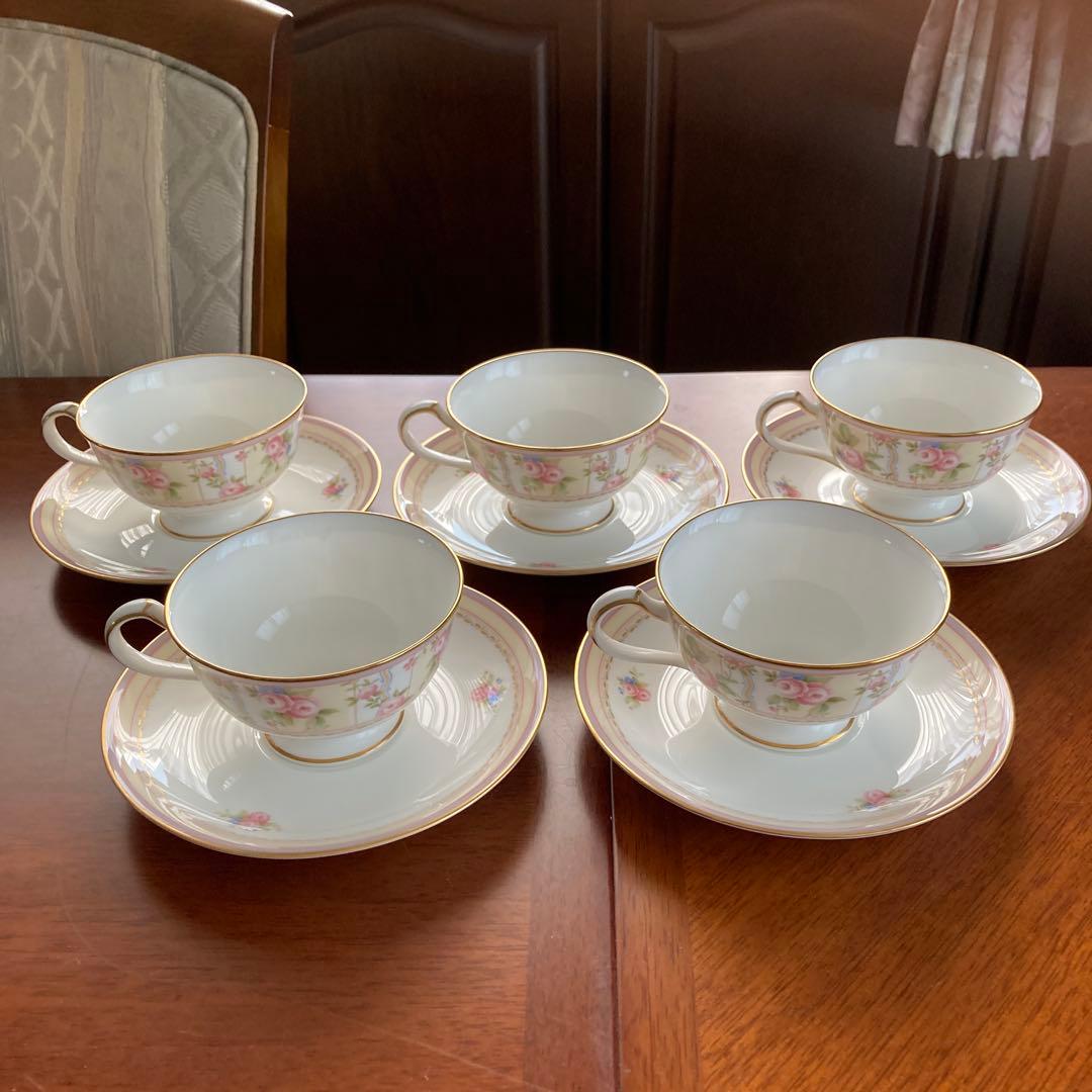 ノリタケ　ローズパティオ　4607 カップ＆ソーサー　5客セット