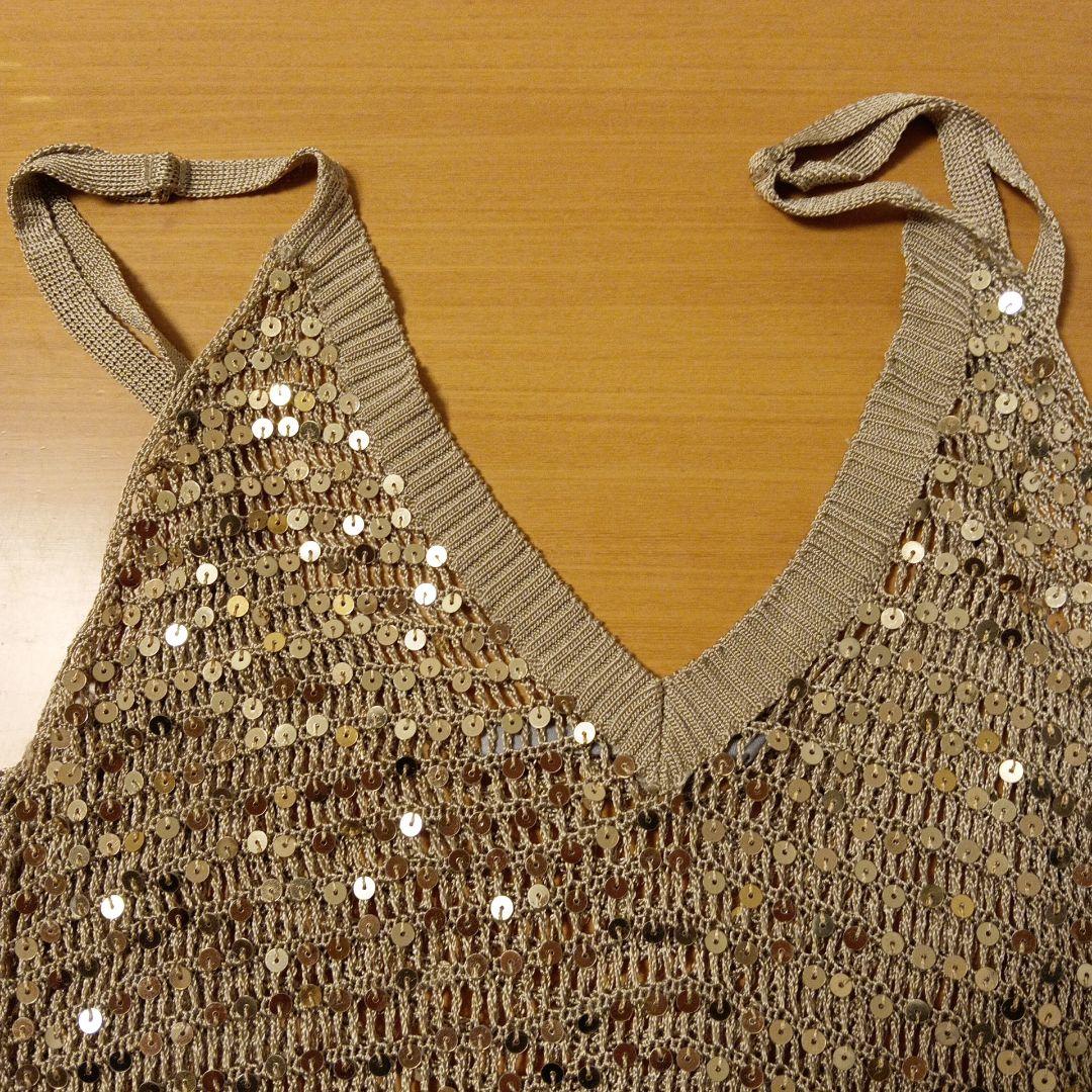 美品 InWear ゴールド Vネックタンクトップ Mサイズ 未着用