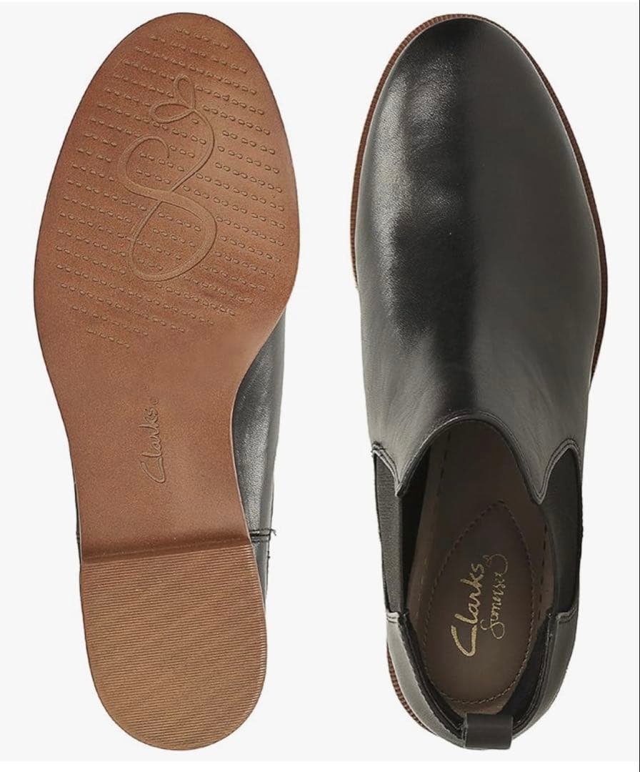 クラークス ブラックレザー サイドゴアブーツ 24 ネット限定