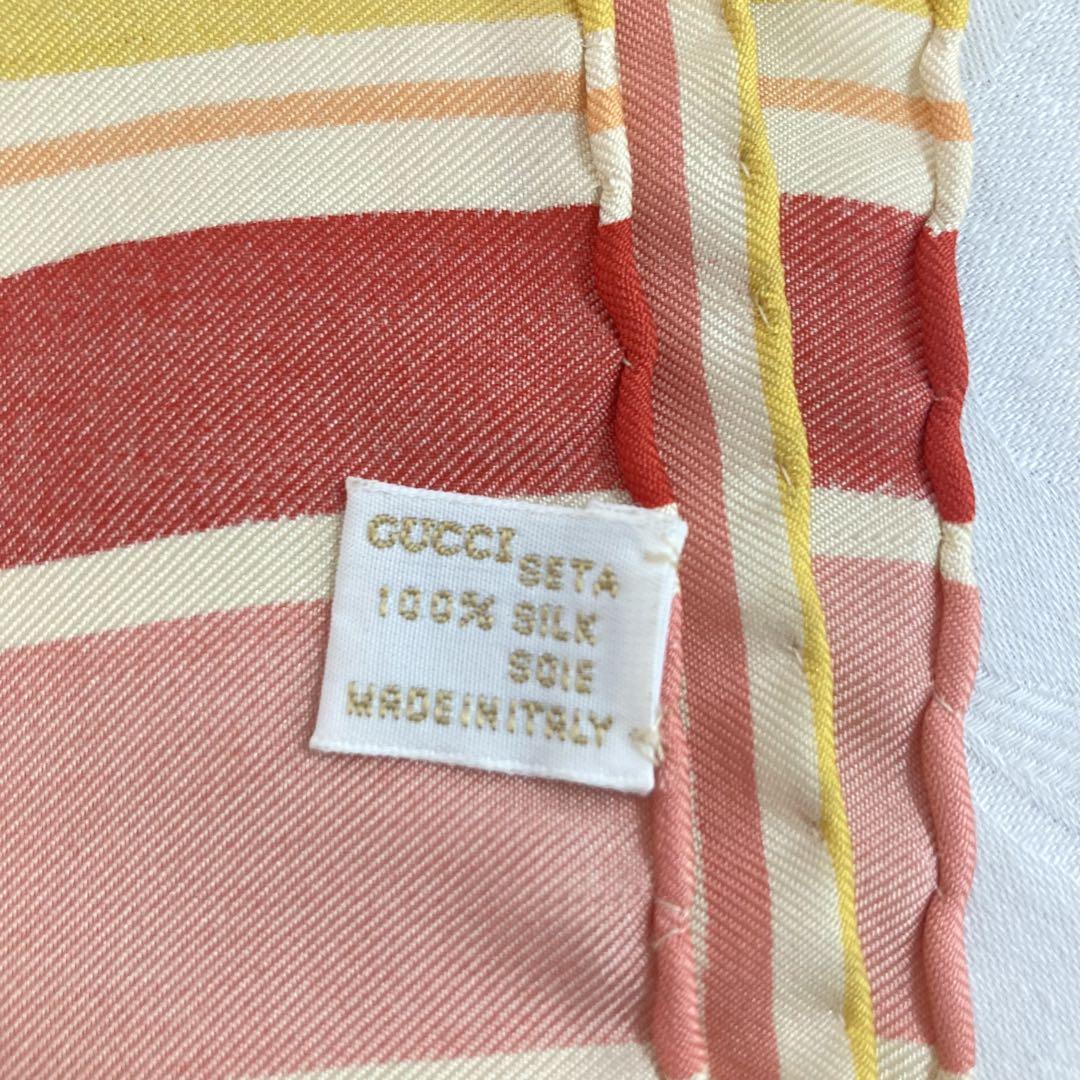 最終価格☆【GUCCI】グッチ 大判 スカーフ フルーツ柄 オレンジ シルク
