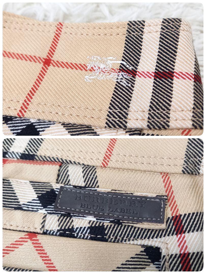 ●美品●　バーバリー　ブルーレーベル　三陽商会　ノバチェック　ハーフパンツ　刺繍