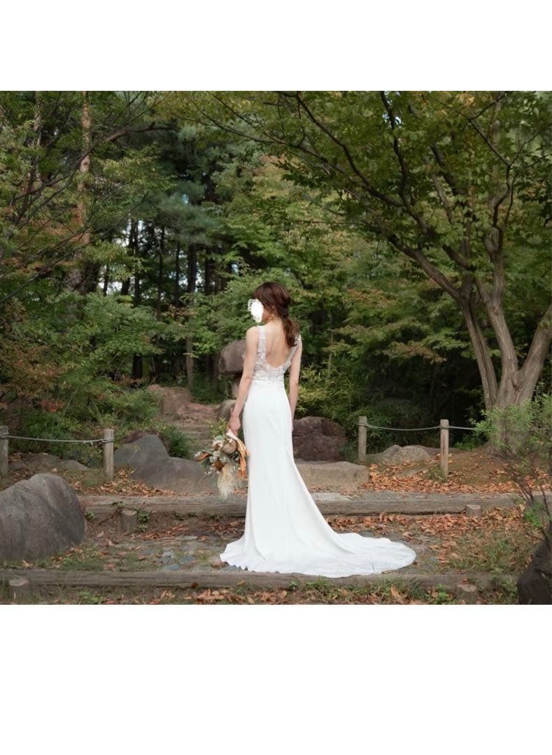 【美品】ドレスプロダクション刺繍 Vネック ソフトマーメイドドレス(W280)S 【美品】ドレスプロダクション刺繍 Vネック ソフトマーメイドドレス(W280)S