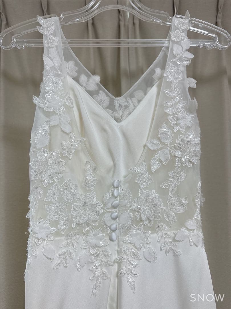 【美品】ドレスプロダクション刺繍 Vネック ソフトマーメイドドレス(W280)S 【美品】ドレスプロダクション刺繍 Vネック ソフトマーメイドドレス(W280)S