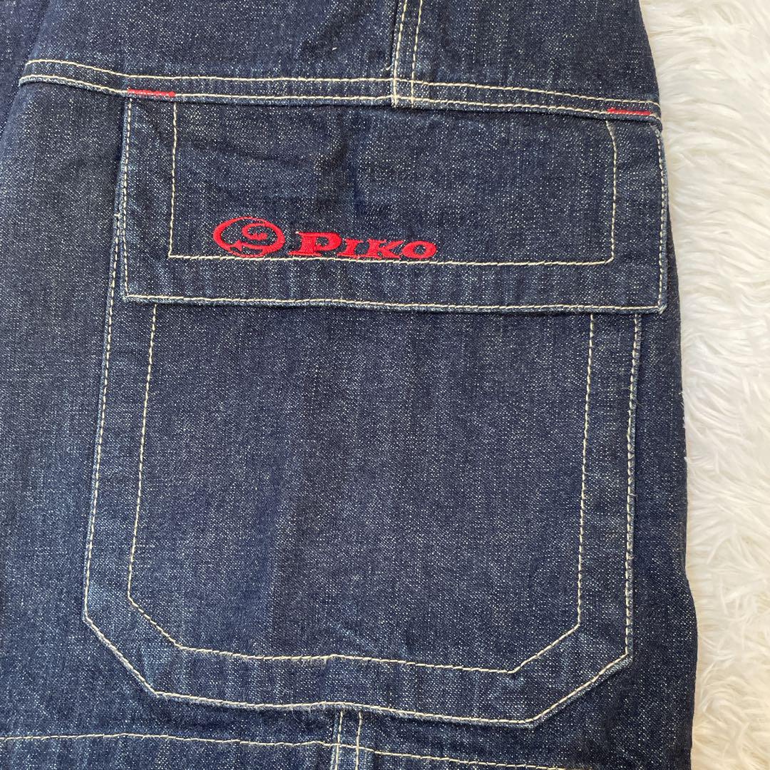 90s PIKO ピコ ハーフパンツ バギーデニム 刺繍 B系 HIPHOP