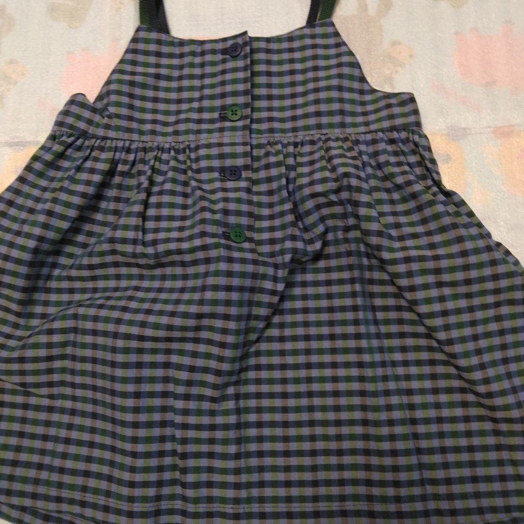 ファミリア　青チェックのワンピース（80）